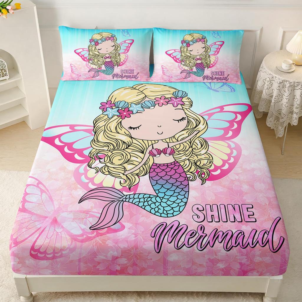 Undersea Creature Dolphin Pattern Mattress Three-Piece Digital Printing Bedding Set Adult Children