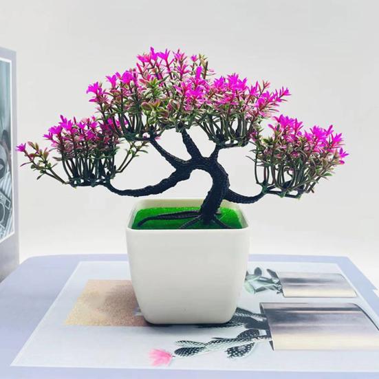 Artificial Bonsai Realistic Looking Geometric Shape Potted Unfading Not Withered Maintenance Free