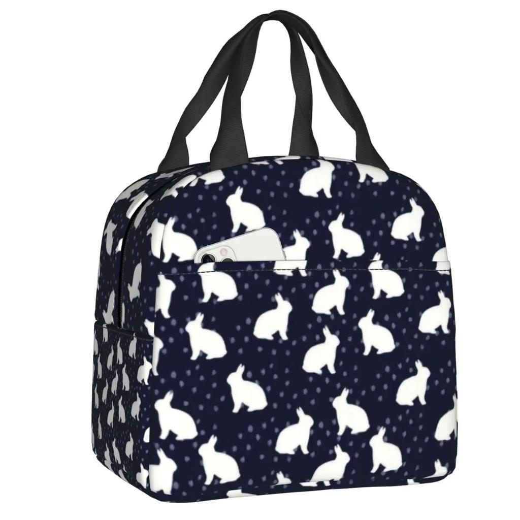 Bunny Pattern Lunch Box for Women Multifunction Rabbits Cooler Thermal Food Insulated Lunch Bag Office Work