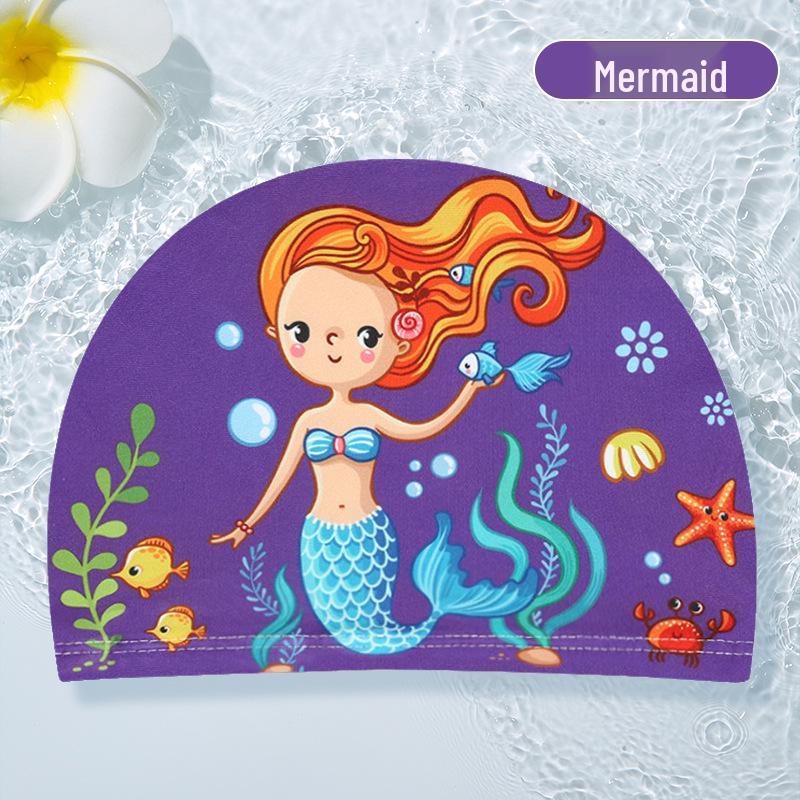 Waterproof Cartoon Swim Cap with Ear Protection for Adults - Unisex, Comfortable Fit