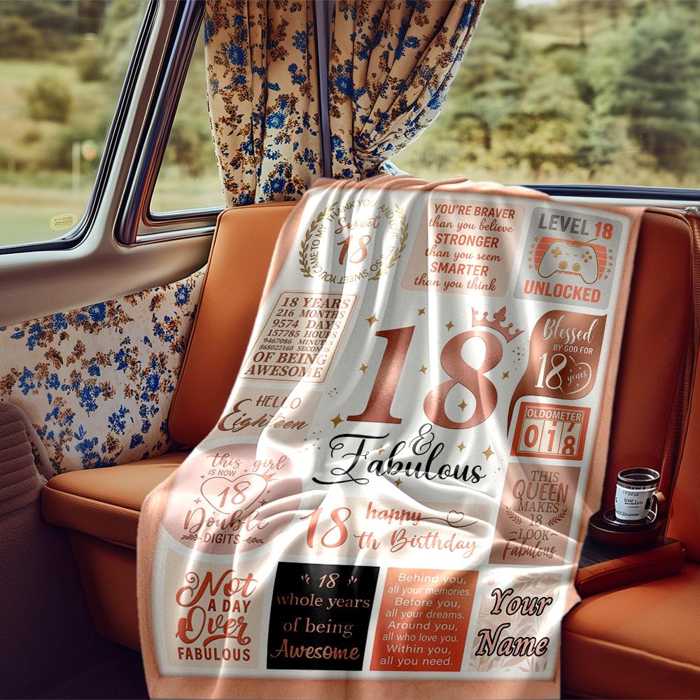 Celebrating Eighteen Years Of Brilliance And Strength Personalized Blanket Customize Text Comfortable For Picnics Outdoor Travel And Camping Sofa
