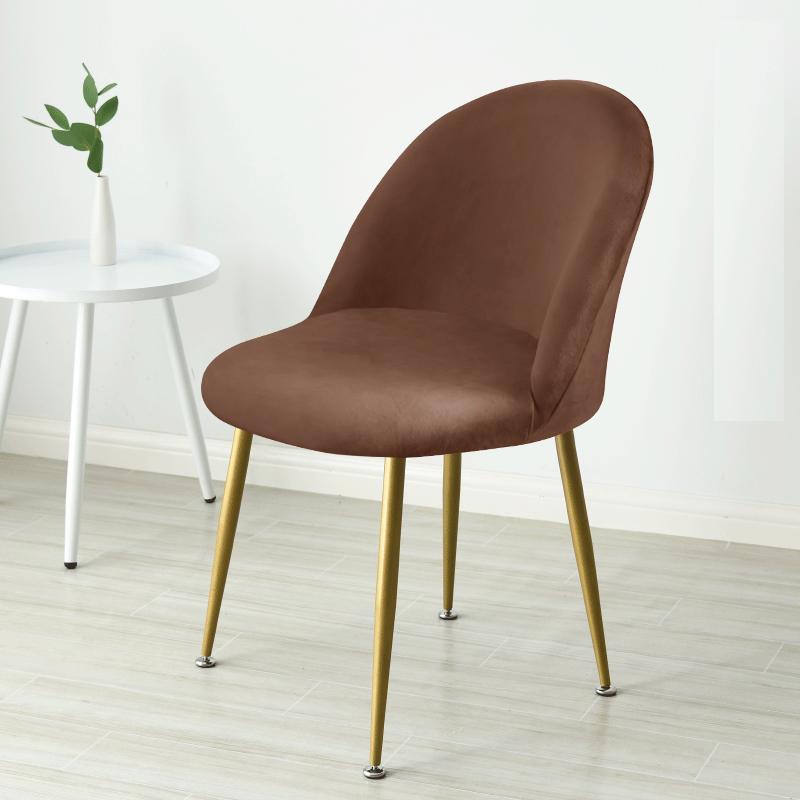 Thicken Velvet Chair Cover Duckbill Curved Dining Chair Slipcover Short Back Stretch Seat Cover For Living Room Kitchen El
