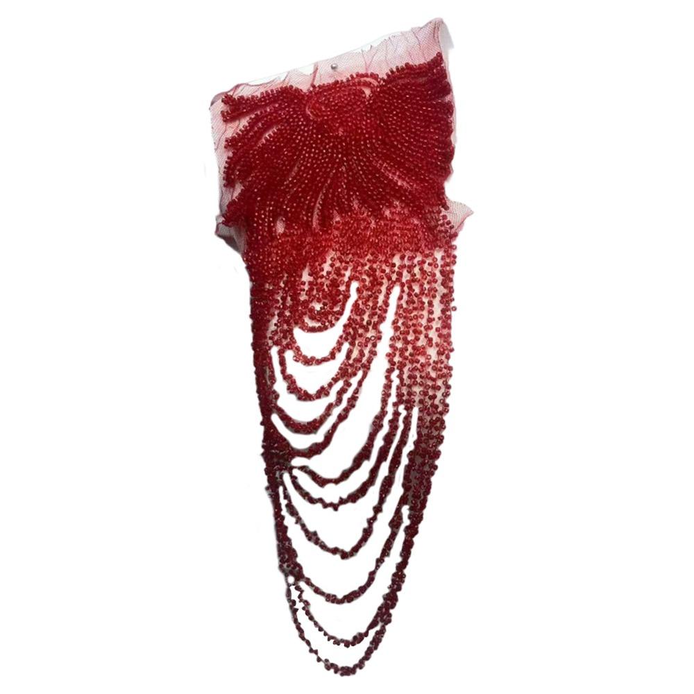 

Кристальные бусины с бахромой, нашивка, съемное украшение, вышивка тяжелой промышленности, кисточки, аппликация, детали из хрустальных бусин красный