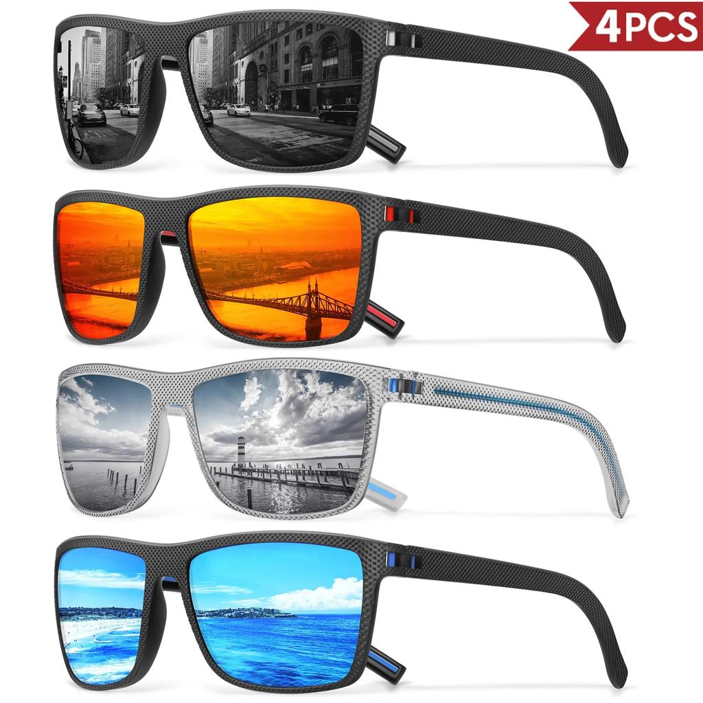 3/4 Pack Sunglasses Men Sun Glasses For Women Men Trendy Retro Mirror Lens For Driving Fishing Uv400 Protection