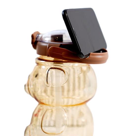 Bear Water Bottle with Straw 34oz BPA-Free Kids Tumbler Leak-Proof Cold Drink Cup Portable Drinkware with Adjustable Strap