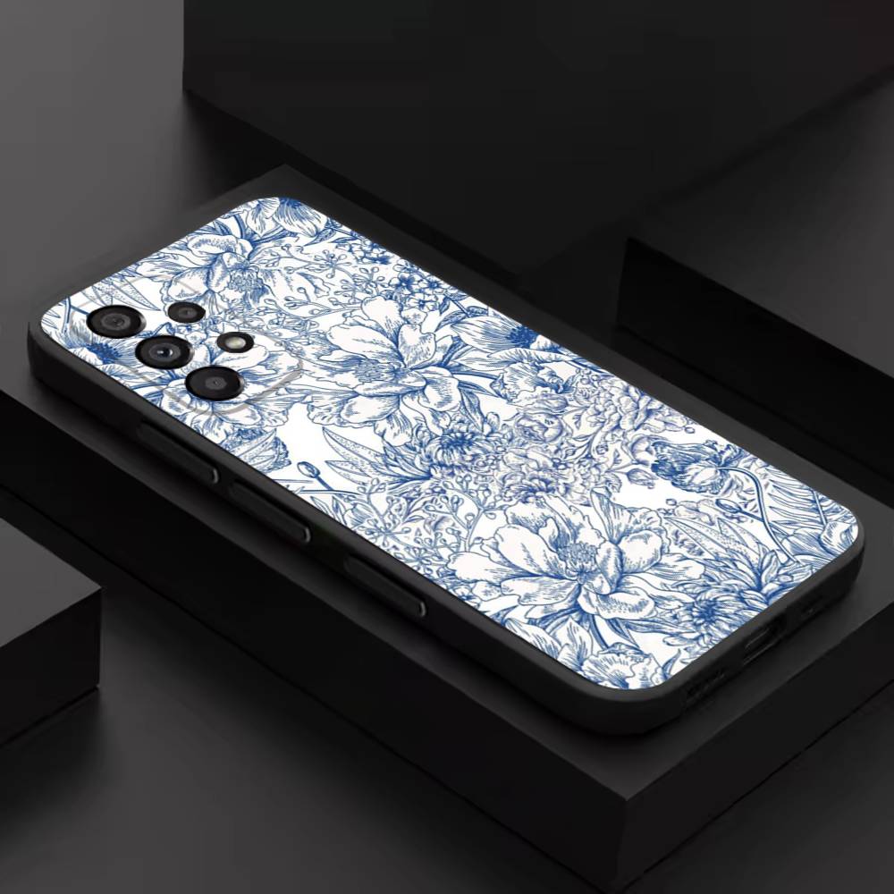 

Blue White Porcelain Art For Samsung S 26,25,24,23,22,30,21,10,9,Ultra,Plus,Lite,FE,4,5G Black Soft Case Phone Case SamsungS24ULTRA