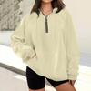 Women's Casual Fashion Long Sleeve Solid Color Zip Hooded Sweatshirt Top With Pocket