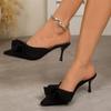 Lace Heeled Slippers 2025 Summer New Pointed Toe Plus Size Stiletto Heel Toe Slippers for Women