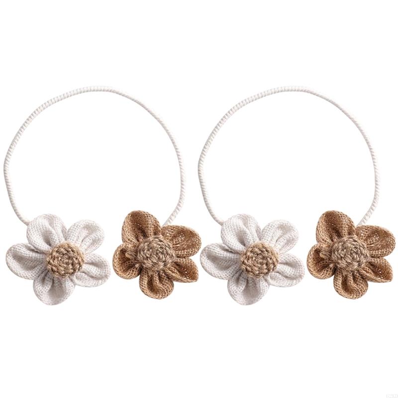 62KD 2 Pack Bohemian Flower Curtain Tieback Japanese Decorative Curtain Drapes Holdbacks Drapery Holder Clip Home Decorations