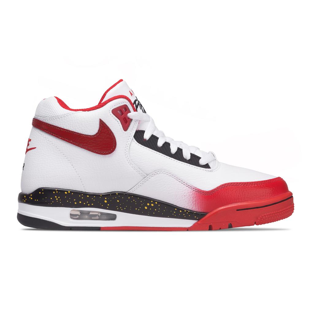 Nike Flight Legacy Stirrups And Career Success Cushioning Mid top Vintage Basketball Shoes Men's Red White BQ4212-100(Team767-)