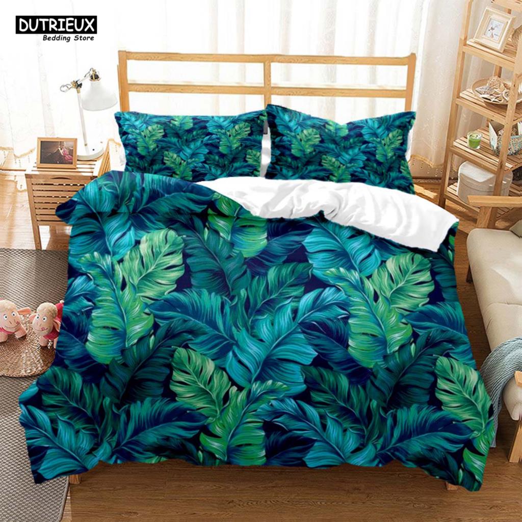 

Comforter Green Leaf Fresh Printed Pillow Bedding Set Luxury Queen Bedding Set King Size Bedding Set Comforter (quilt)-EU Single(135*200cm)3pcs