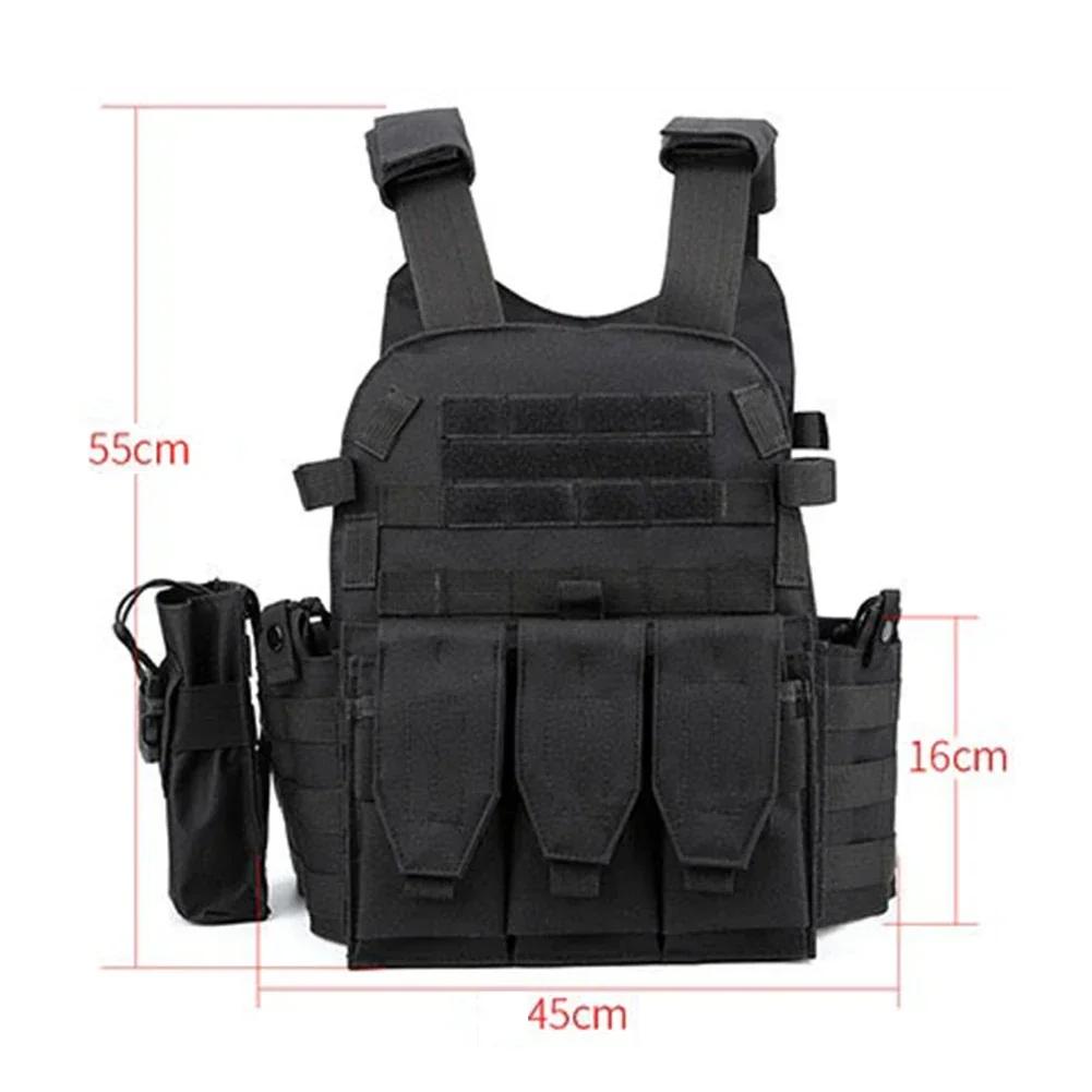 Military Tactical Vest with MOLLE Plate Carrier, Body Armor for  CS, Airsoft, Hunting, Wargame, Pouch Accessories, 6094