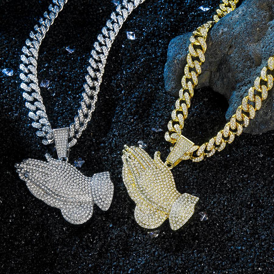 Men's Hip Hop Full Diamond Zinc Alloy Pendant Necklace