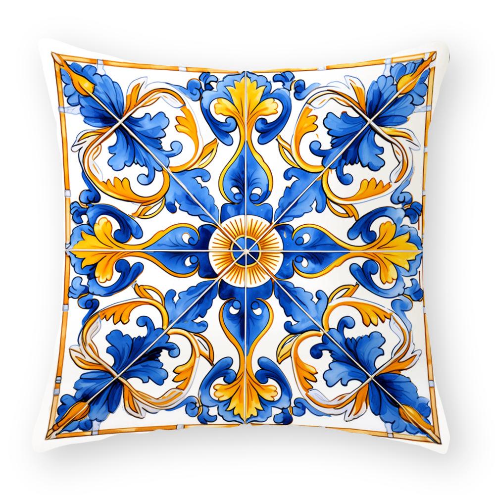 Cotton and Linen Pillowcase Oil Painting Printed Pillowcase Home Sofa Cushion Pillowcase Car Waist Cushion Seat Cushion