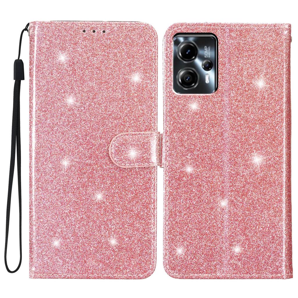 For Motorola Moto G13 4G/G23 4G Glittery Flip Wallet Stand Leather Case Anti-drop Phone Cover