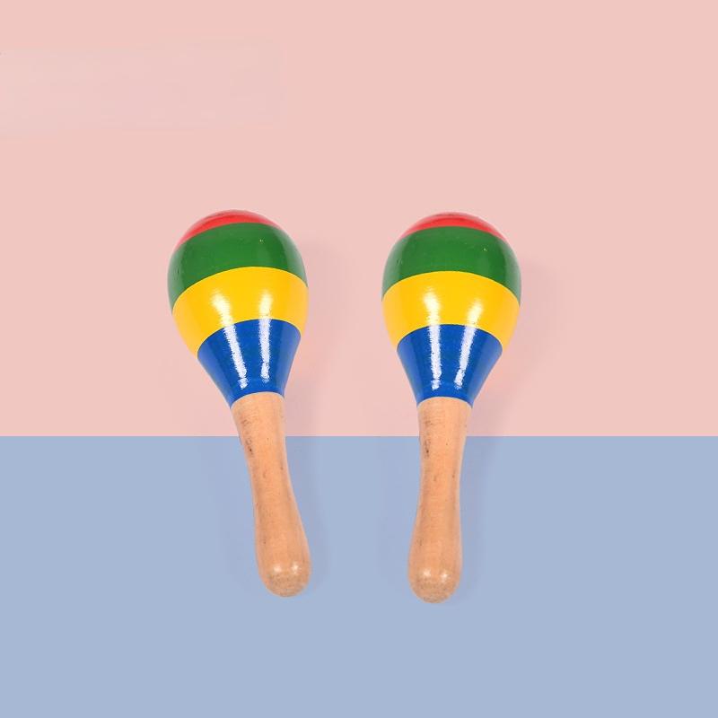Baby Wooden Sand Hammer Bell Kindergarten Infant Early Education Music Percussion Instrument Grasping Training Sandball Toy