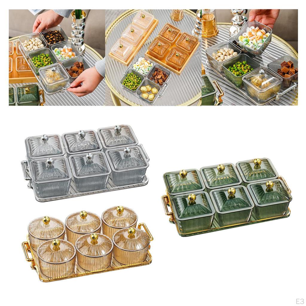 Divided Serving Dishes 6 Removable Bowl Appetizer Condiment Server Food Storage Organizer