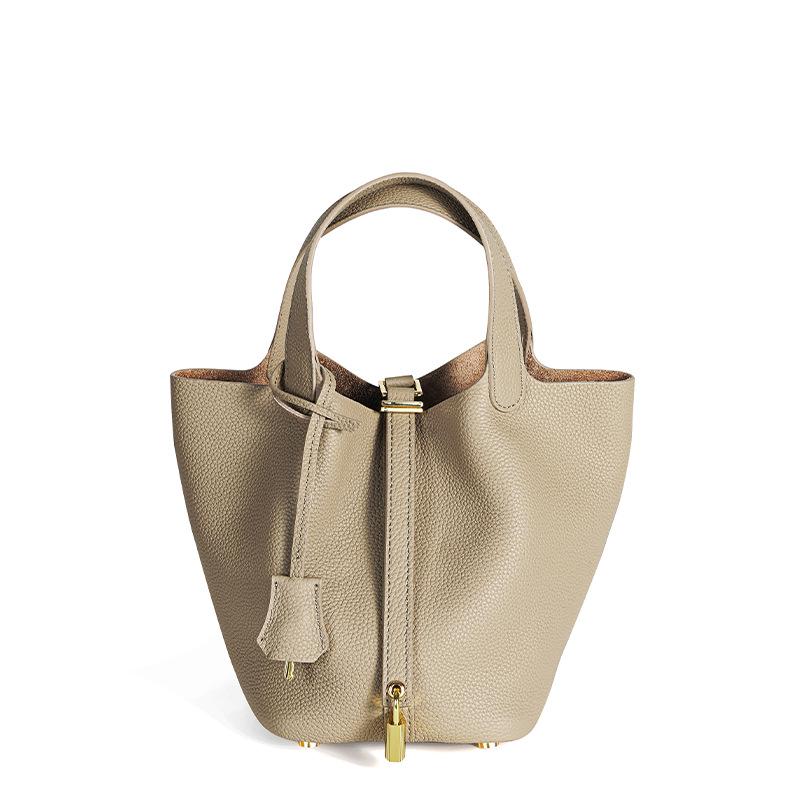 Women's High-Quality Genuine Leather Bucket Bag - Exquisite Cowhide Handbag