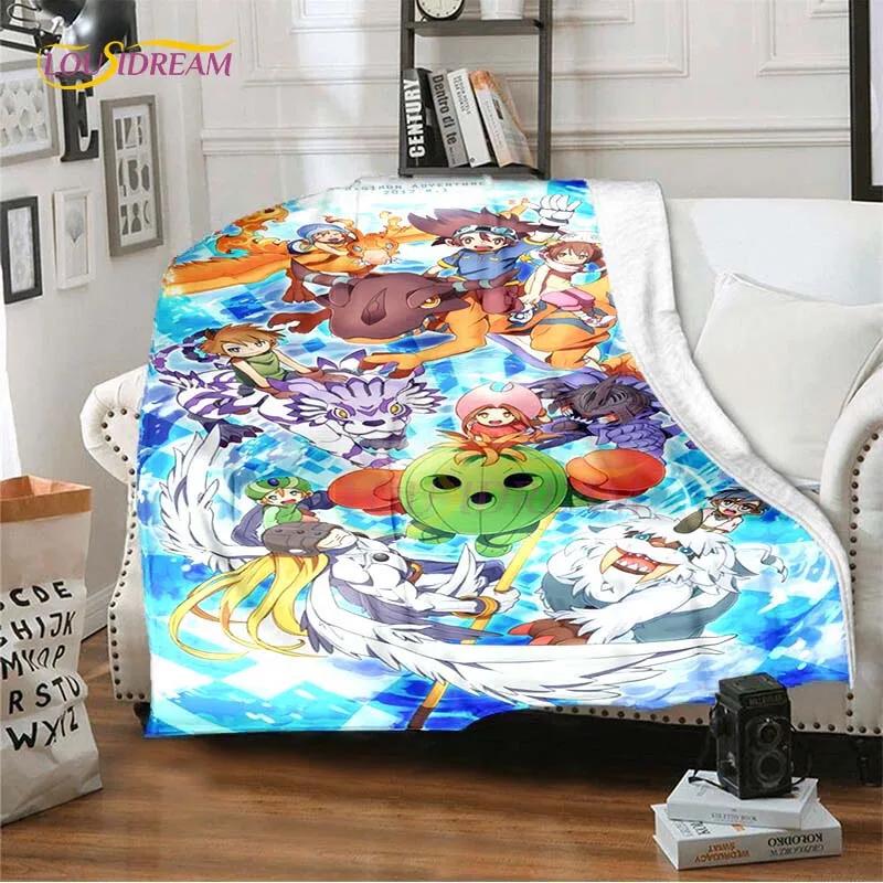 New Cartoon Digimon Blankets for Beds Anime Blanket Queen Size Soft Bed Sheet Rome Decor Winter Bedding Cover Kids Gift Picnic