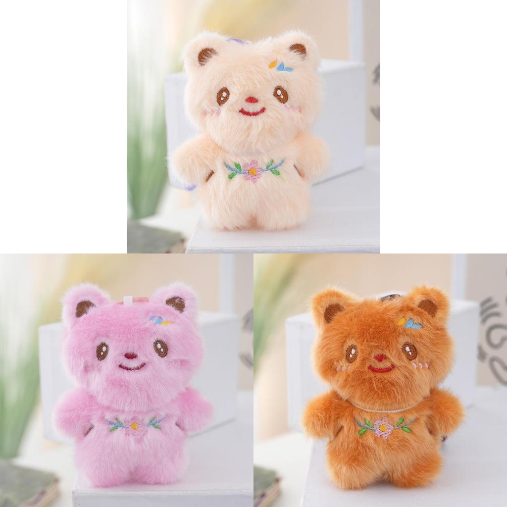 Plush Bear Keychain With Flower Design For Kids And Adults