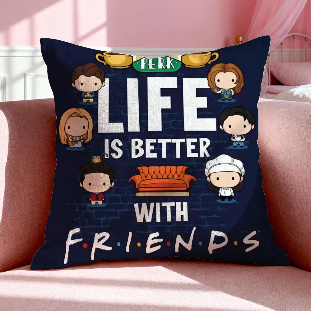 Tv F-Friends Cushion Cover Breathable Linen Pillowcase Summer Odorless Eco-Friendly Invisible Zipper Washable
