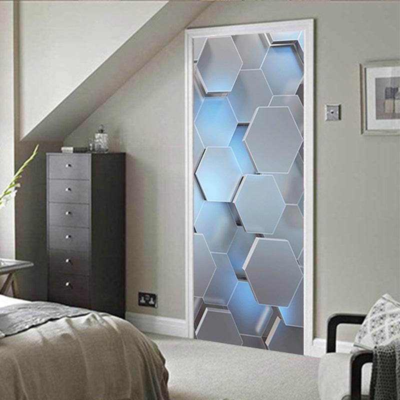 PVC 3D Door Stickers Simulation Vinyl Self Adhesive Wall Murals Decals