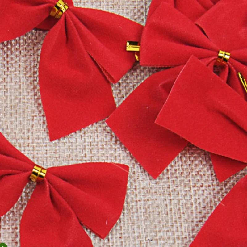 New 12Pcs/set 6cm Christmas Bowknot Decorations For Home Satin Ribbon Bows Christmas Tree Ornaments New Year Navidad Party Decor