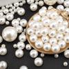 High Quality 3mm-40mm ABS Pearls With Hole Multi Sizes Nonporous Pearl Loose Beads Semicircle Plastic Pearls for Garment