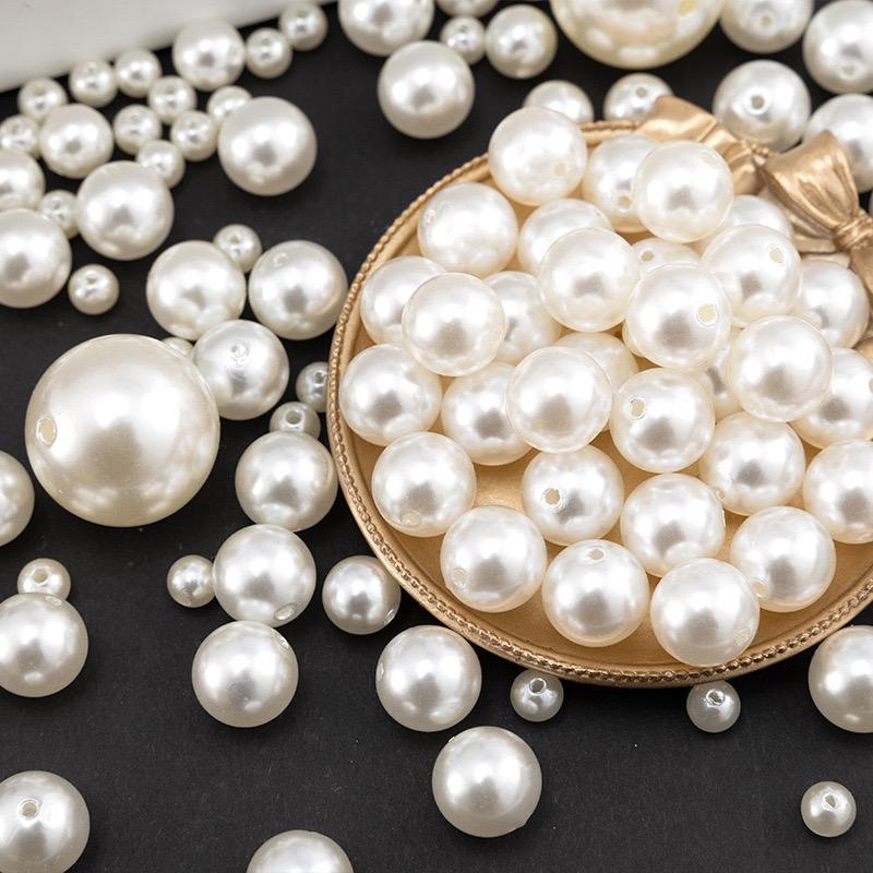 High Quality 3mm-40mm ABS Pearls With Hole Multi Sizes Nonporous Pearl Loose Beads Semicircle Plastic Pearls for Garment