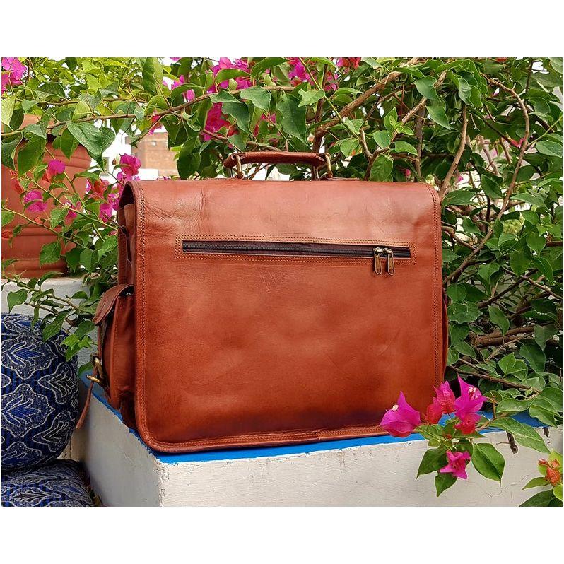 15" Leather Messenger Bag Laptop Case Office Briefcase Gift for Men Computer Distressed Shoulder Bag