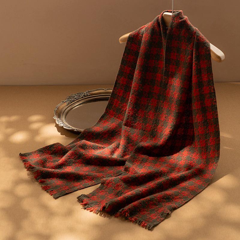 

2025 Осень/Зима Унисекс 100% Кашемировый Шарф-Палантин Гусиная Лапка армия зеленый