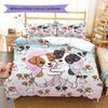 Biancheria da letto con motivo cucciolo cartone animato rosa, set piumone, copripiumone, federa, regalo di compleanno per la casa (1 * copripiumino + 2 * federa, senza nucleo)