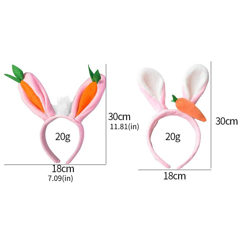 Soft Plush Cute Easter Bunny Ears Hairband With Carrot Bunny Shaped Headband