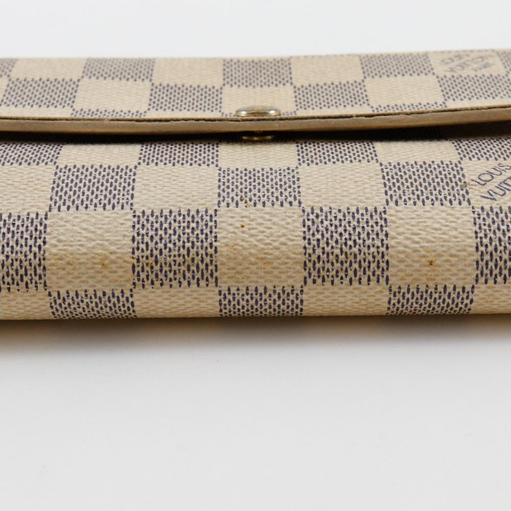 Louis Vuitton Portemonnaie Sarah N61735 Weißes Damier Azur Canvas Unisex Gebraucht