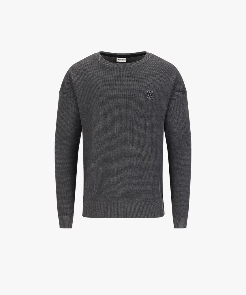 FAIRLIAR GOLF Men'S Waffle Knit Round Neck Knit (Charcoal)