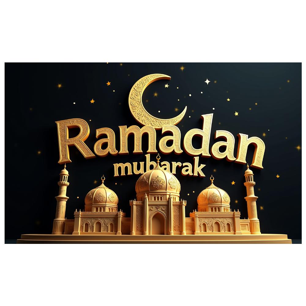Mosque Backdrop Black And Gold Mubarak Banner Ramadan Banner Themed Ramadan Mubarak Decorations For Event Decor Photography Prop