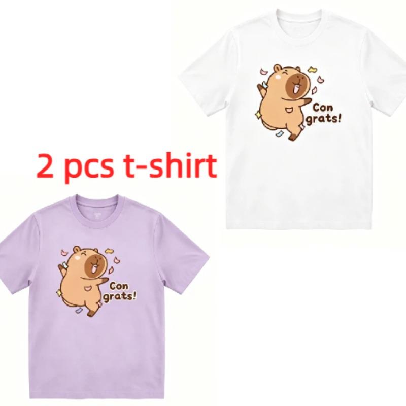 Funny Cute Cartoon Print Men's T-Shirts Summer Fashion Street Outdoor Casual T-shirt Tops for Men's and Women's Tees Top