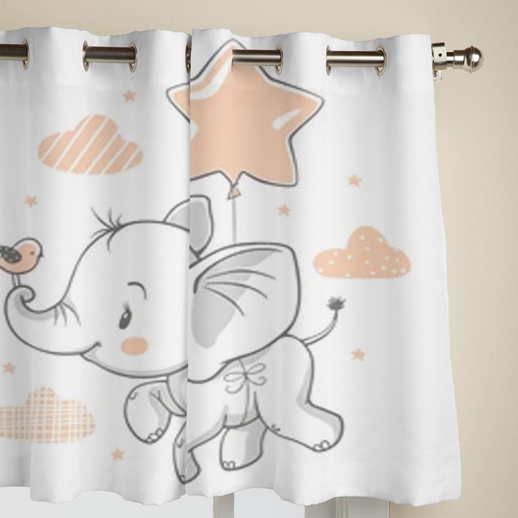 Roztomilé dětské sloní okenní závěsy pro obývací pokoj ložnice luxusní moderní kuchyňské závěsy látkové závěsy