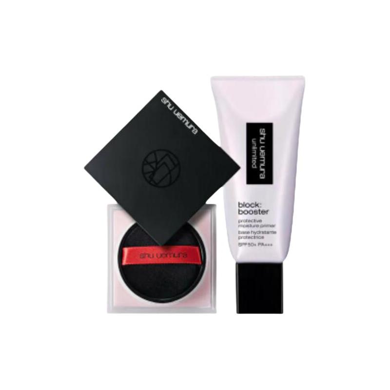 Shu Uemura Setting powder makeup set, easy to color and natural, 15g+30ml розовый