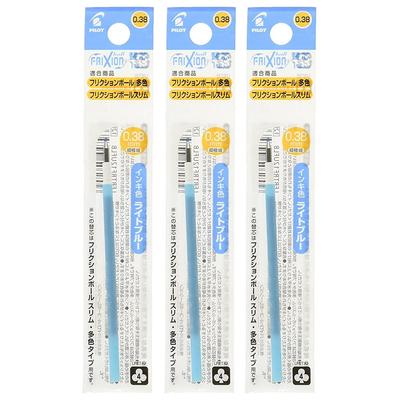 Pilot FriXion Ball SlimReplacement Refills Other Colors 0.38mm Light Blue LFBTRF12UFLB 1 Piece 3 Pack Set