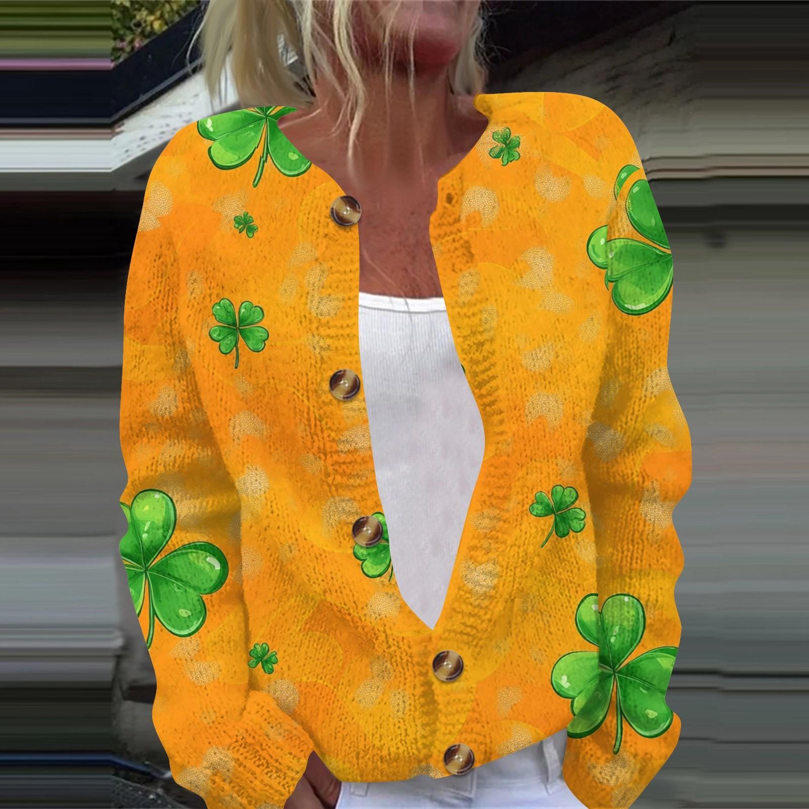 

Жіноча мода St. Жакет з в язаним кардиганом і ґудзиками з принтом Патріка XXXL