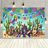 Background Banner for Mexican Festival Party - Colorful Cacti Wide-brimmed Hats and Shakers Decoration Indoor/outdoor