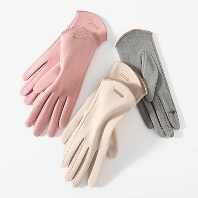 Guantes de pantalla táctil para mujer, mitones de moda, otoño invierno, cálidos, finos, de cachemira, para ciclismo, de tela de gamuza, guantes a prueba de viento LXY