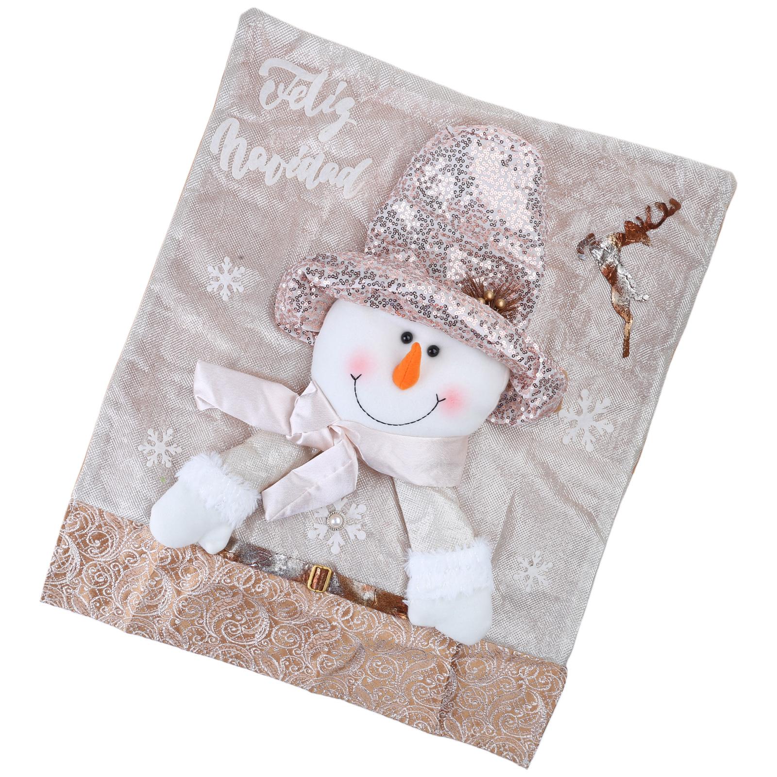 

Festives Embroidery Chair Cover for Dining Room Christmas Holiday Chair Back Decorations Santa Hat Slipcovers A