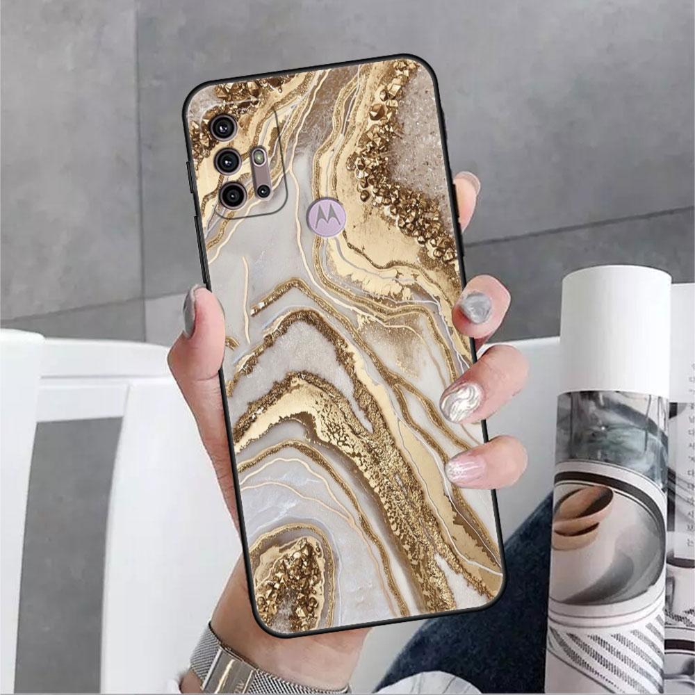 Hülle für Motorola G30 G60 Edge 20 G9 G22 G8 Power G31 G500 G50 30 Pro Schwarz Soft Phone Capas Granit Marmor