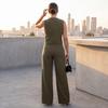 Women's Fashion Suit Vest and Wide Leg Pants Set Sleeveless Blazer Style Vest with High Waist Wide Leg Trousers Casual Two Piece Outfit