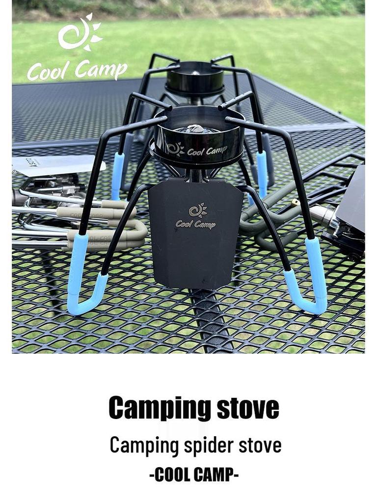 COOLCAMP Portable Folding Camping Stove, Black Spider Cassette Gas Stove for Outdoor Barbecue Cookware