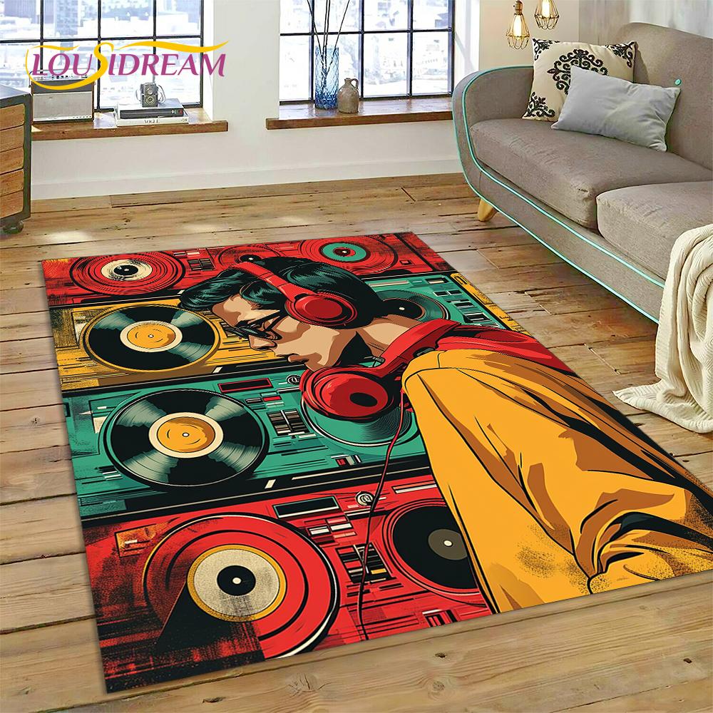 Alfombra con grabadora de casete de música 3D, instrumento de CD retro, para dormitorio, sala de estar, decoración del sofá del hogar, alfombra de suelo para decoración infantil
