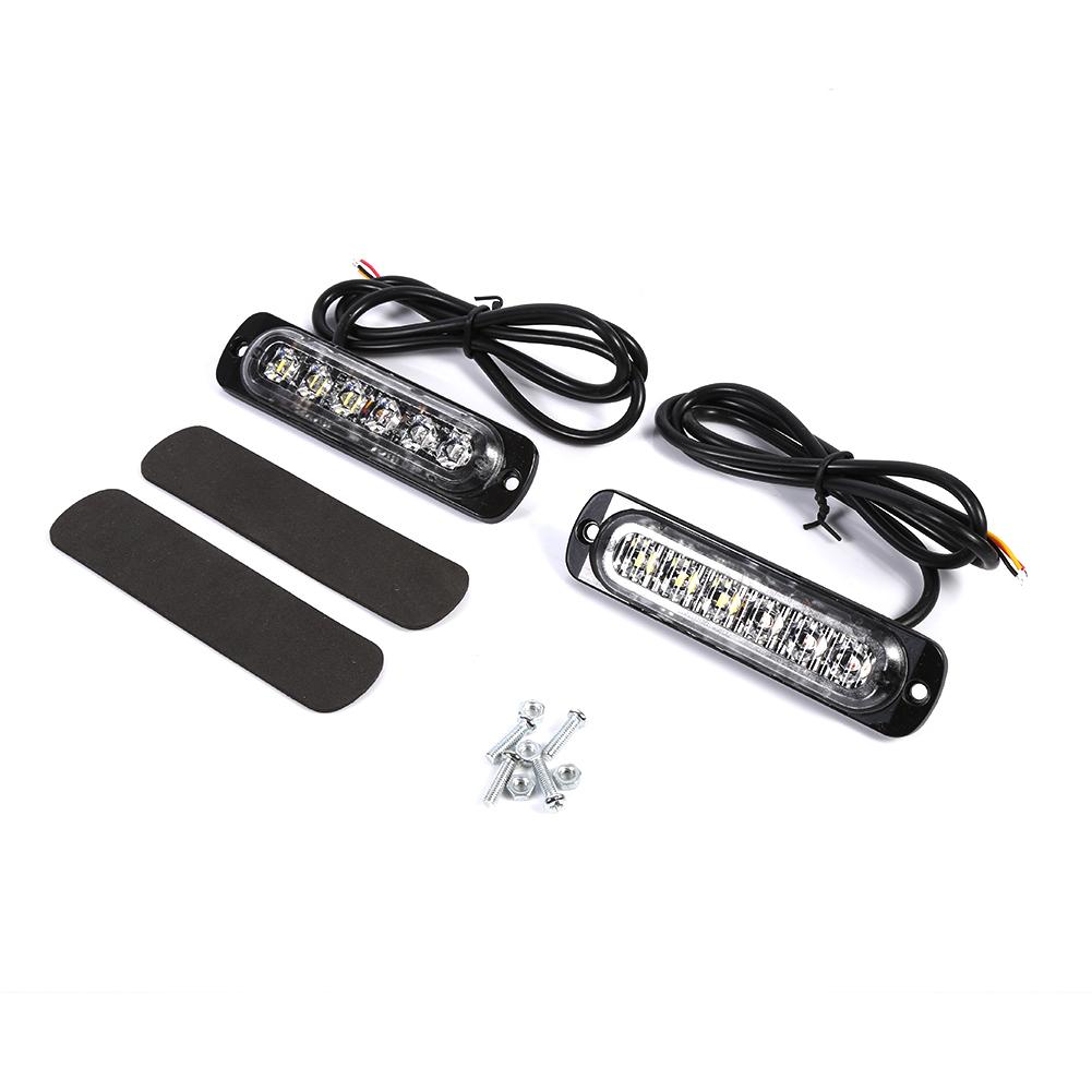 2pcs 12V 6 LED Car Truck Emergency Warning Strobe Light Hazard Flashing Lamp Amber  White