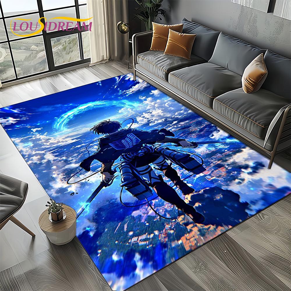 Attack on Titan Eren Anime Cartoon Carpet Rug for Bedroom Living Room Home Sofa Decoration,kids Play Decor Floor Mat Gift